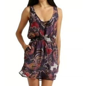 Free People Falling For Georgette Dress  Sleeveless Pockets Paisley Size XS